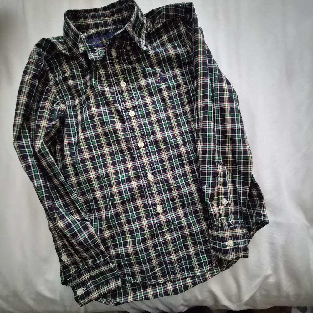 Ralph Lauren Kids Plaid Button Down Shirt - Black, Green, Blue